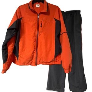 Danskin Now Orange Gray Athletic Tracksuit Set Jacket Pants Womens L 12 14